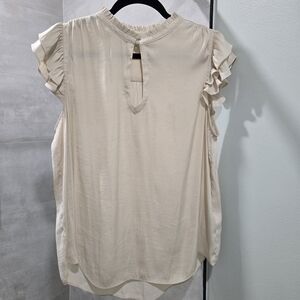 RW&CO. Cream Ruffle Sleeve Blouse